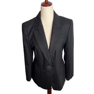 J.Crew Womens Petite Helena Blazer Wool Blend Flannel Black Size P6 CD079